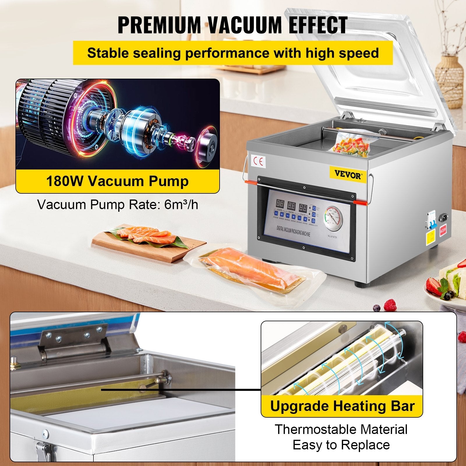 VEVOR Chamber Vacuum Sealer DZ-260C Kitchen Food Chamber Vacuum Sealer, 110V Packaging Machine Sealer for Food Saver, Home, Commercial Using-1