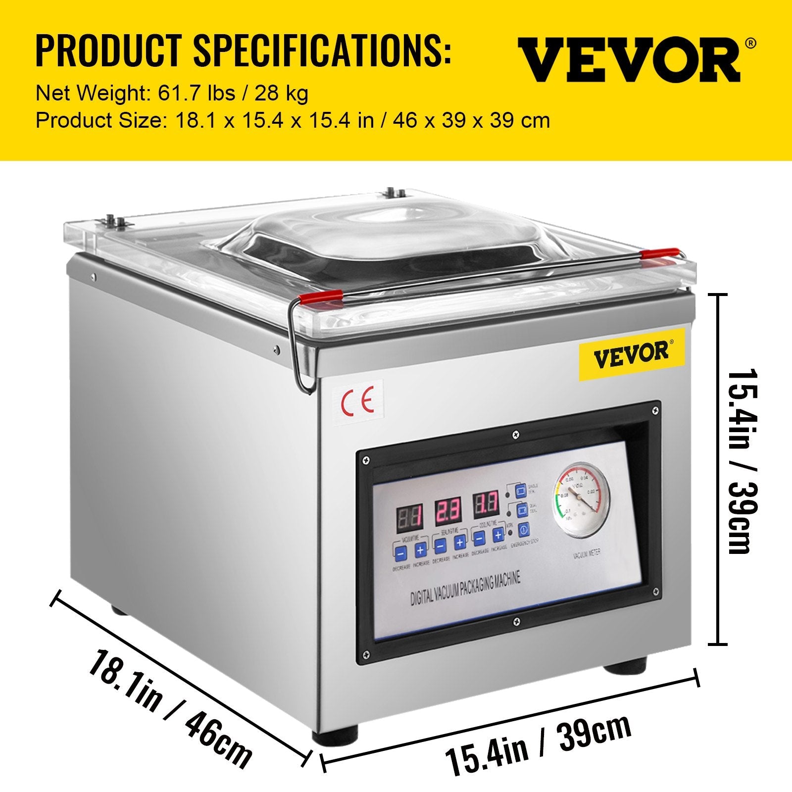 VEVOR Chamber Vacuum Sealer DZ-260C Kitchen Food Chamber Vacuum Sealer, 110V Packaging Machine Sealer for Food Saver, Home, Commercial Using-5