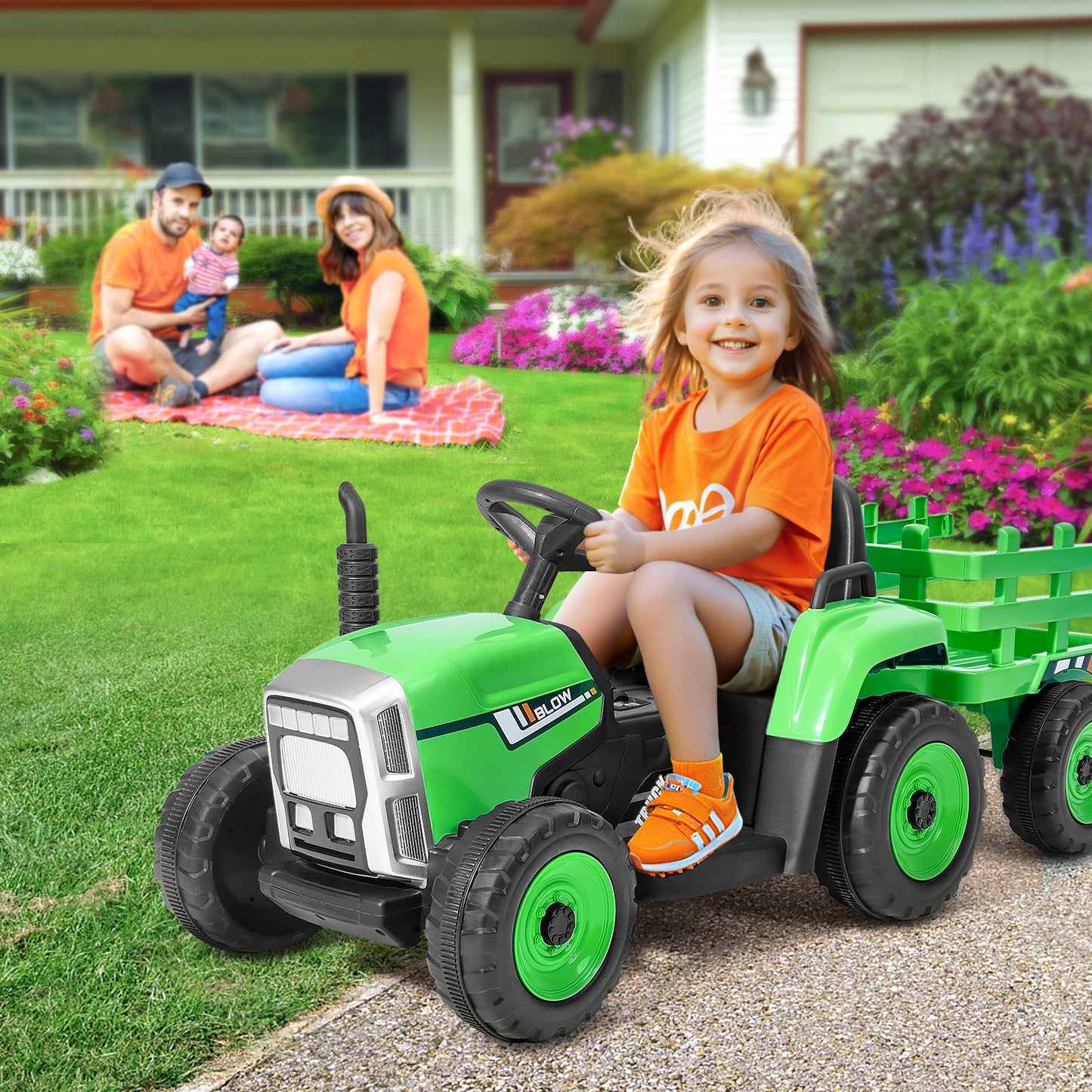 VEVOR Kids Ride on Tractor 12V Electric Toy Tractor with Trailer Remote Control-6