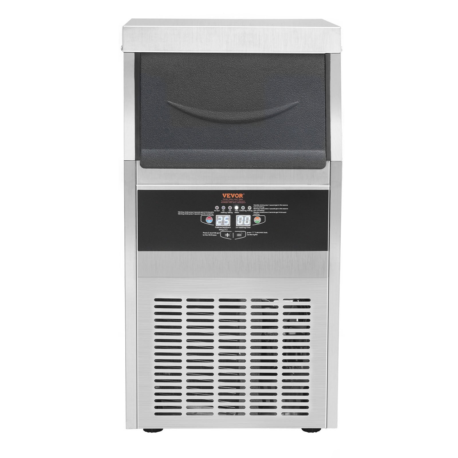 VEVOR 110V Commercial Ice Maker 80LBS/24H with 24lbs Storage Capacity Stainless Steel Commercial Ice Machine 40 Ice Cubes Per Plate Industrial Ice Maker Machine Auto Clean for Bar Home Supermarkets-9