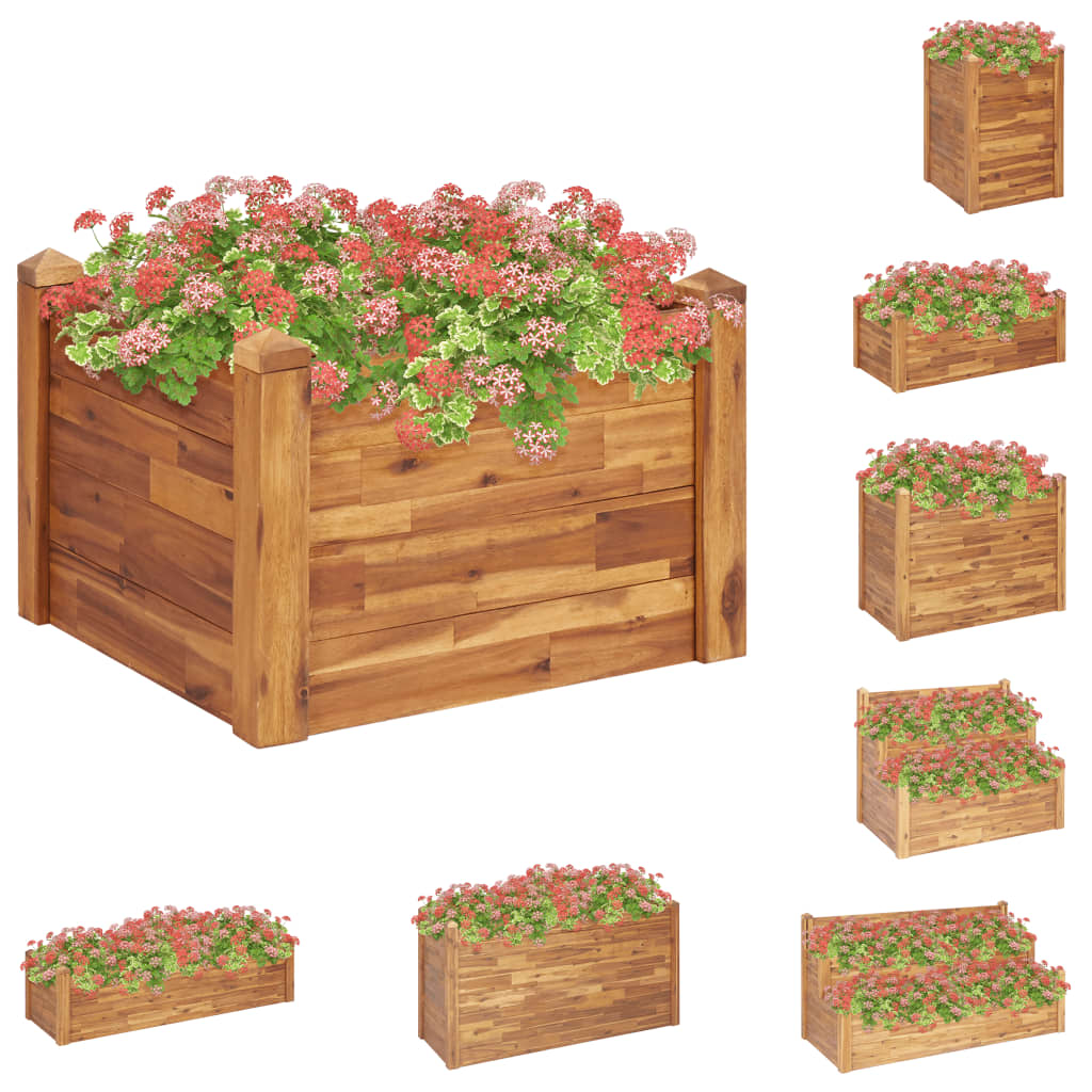 vidaXL Planter Flower Plant Box for Outdoor Patio Garden Solid Wood Acacia-45