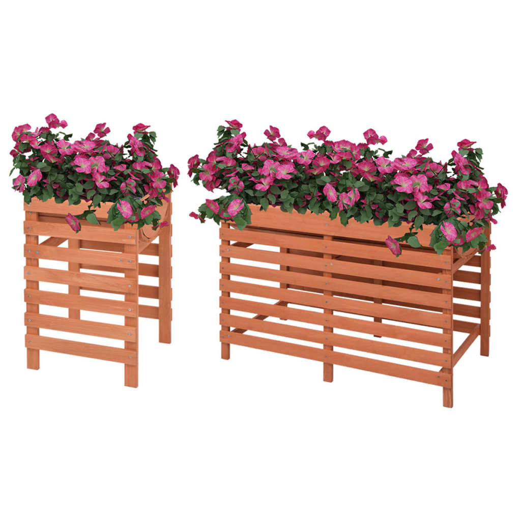 vidaXL Planter Raised Flower Bed with Lining Patio Plant Box Solid Fir Wood-0