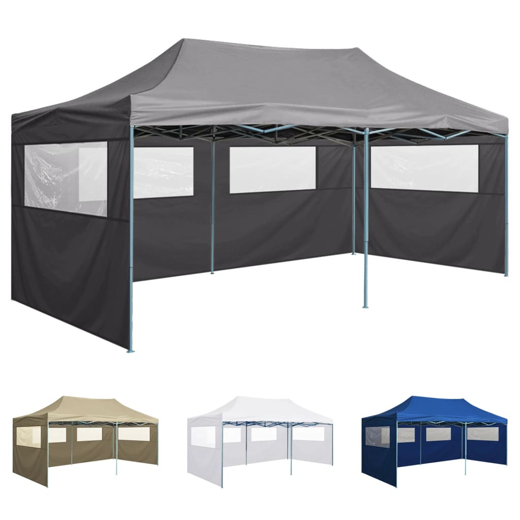 vidaXL Party Tent Outdoor Canopy Folding Patio Gazebo with 4 Sidewalls Steel-0