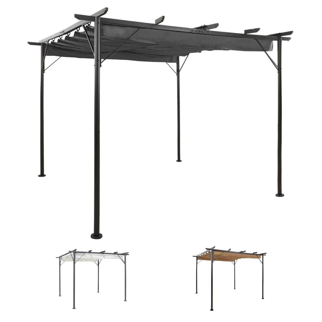 vidaXL Pergola Outdoor Pergola with Retractable Roof for Patio Deck Steel-2