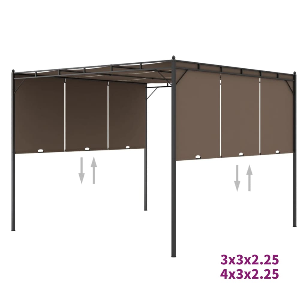 vidaXL Gazebo Outdoor Canopy Tent Patio Pavilion with Sidewall Curtains Taupe-5