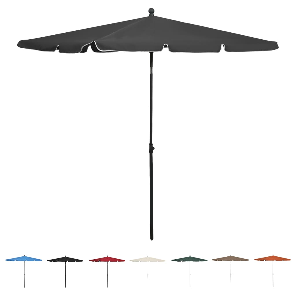 vidaXL Outdoor Umbrella Height Adjustable Parasol Patio Garden Sunshade Steel-2