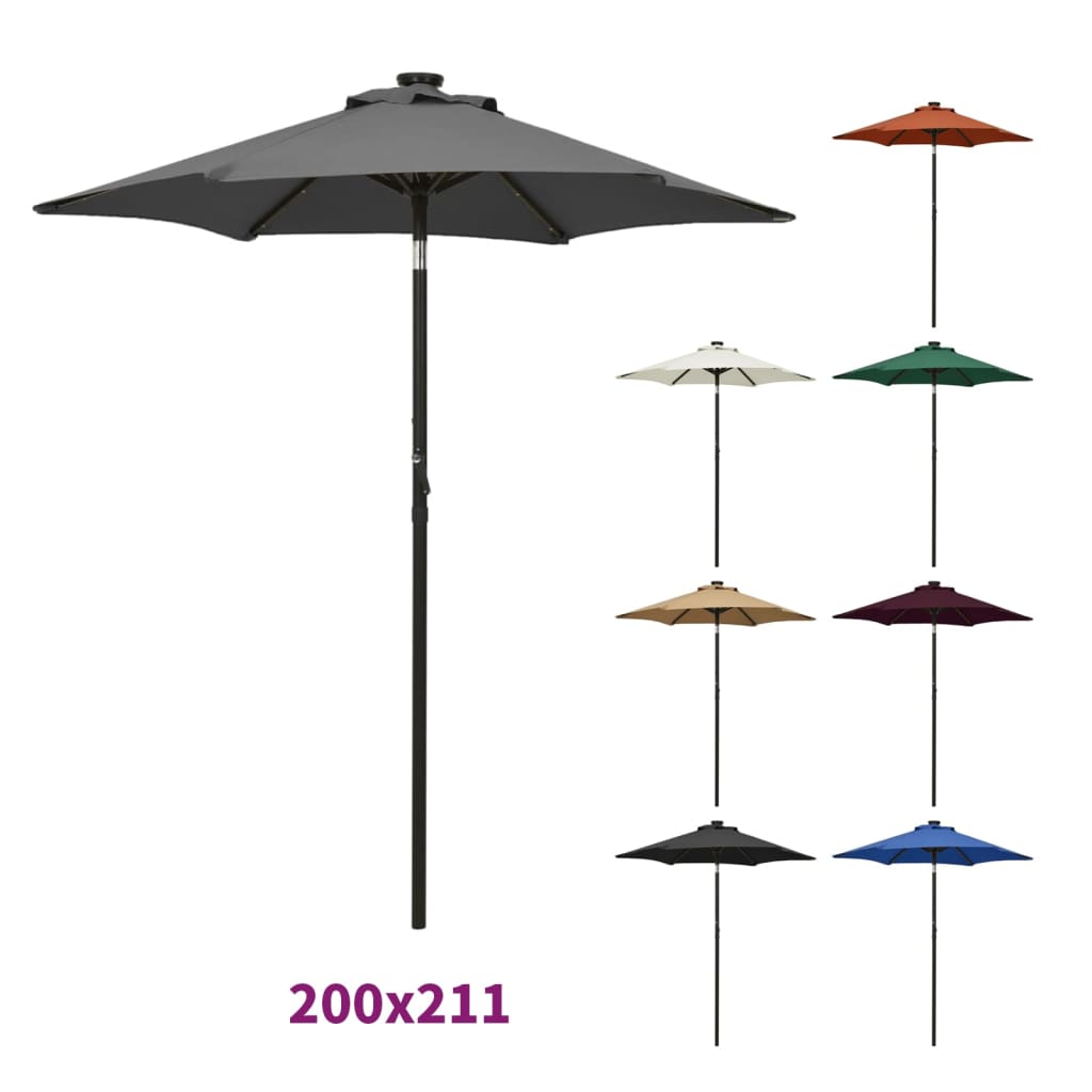 vidaXL Outdoor Umbrella Parasol with Solar LEDs Tilting Patio Sunshade Shelter-19