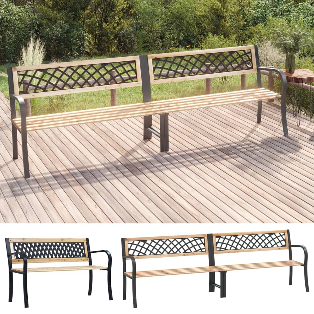 vidaXL Outdoor Patio Bench Outdoor Garden Bench with Backrest Armrests Wood-12