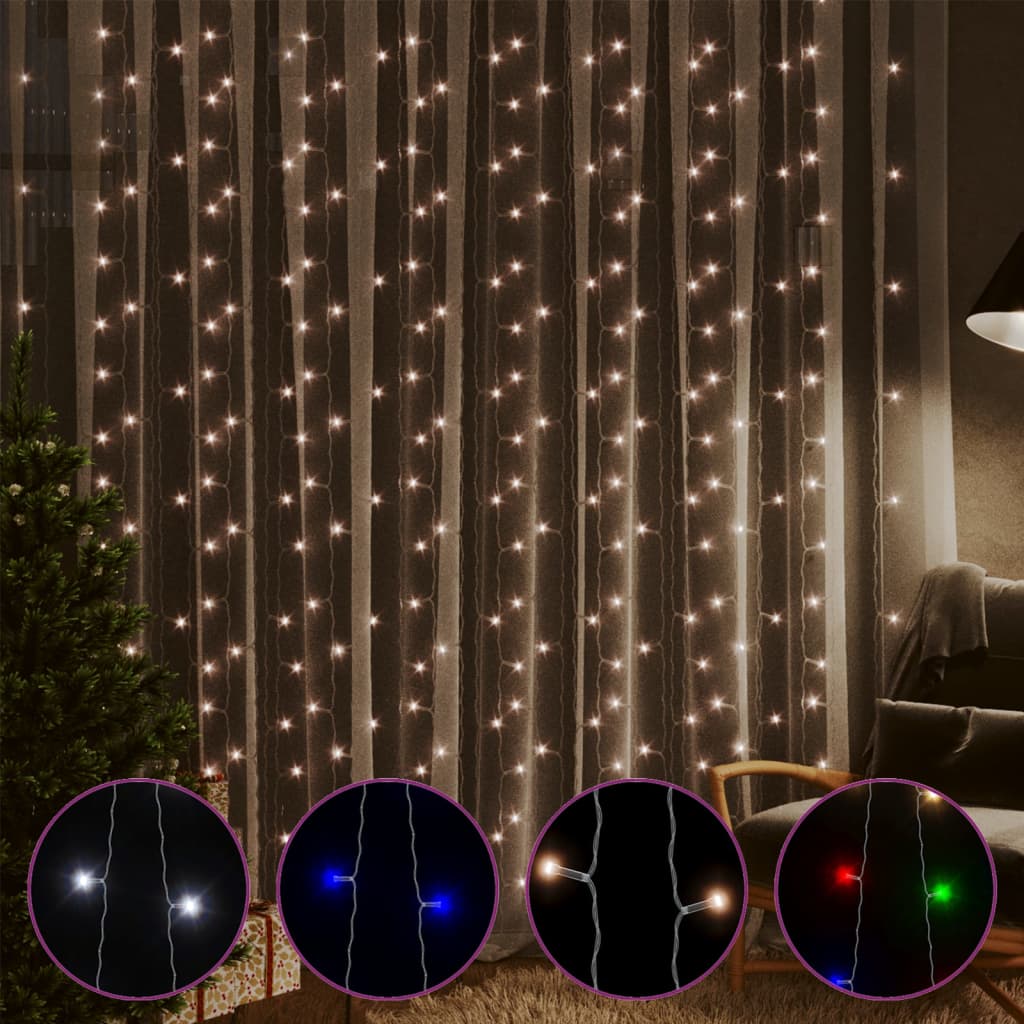 vidaXL LED Curtain Fairy Lights Outdoor Holiday Hanging Lights with 8 Models-1