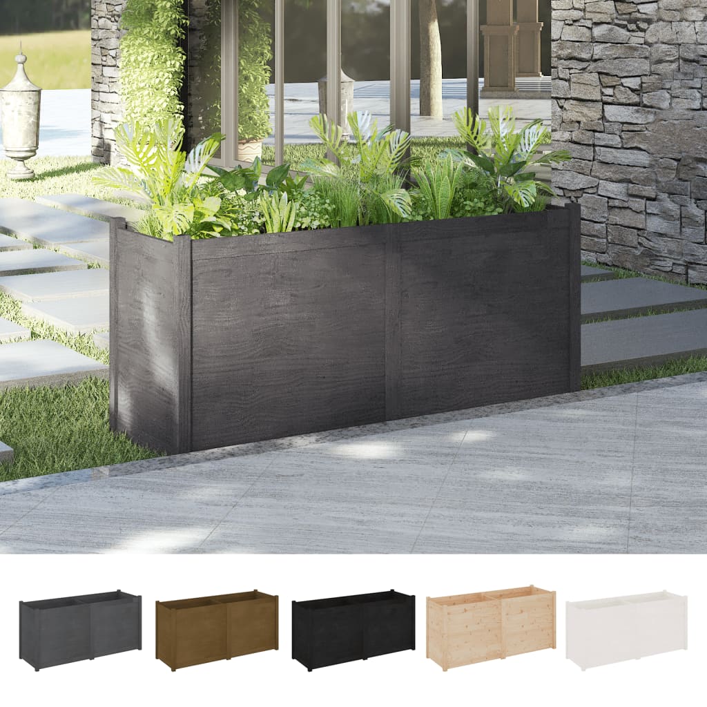 vidaXL Planter Patio Outdoor Raised Garden Bed Flower Box Solid Wood Pine-4