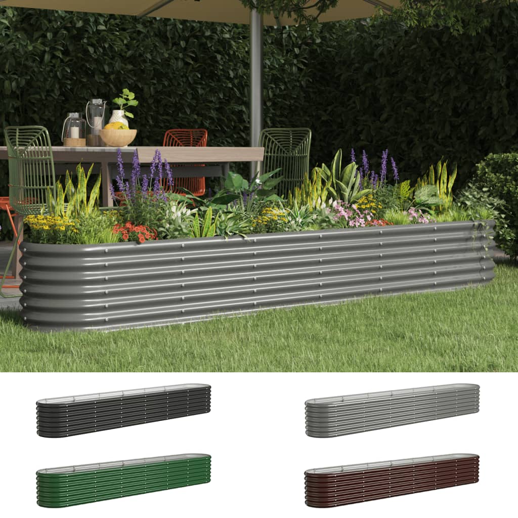 vidaXL Garden Raised Bed Patio Outdoor Raised Planter Box Powder-coated Steel-19