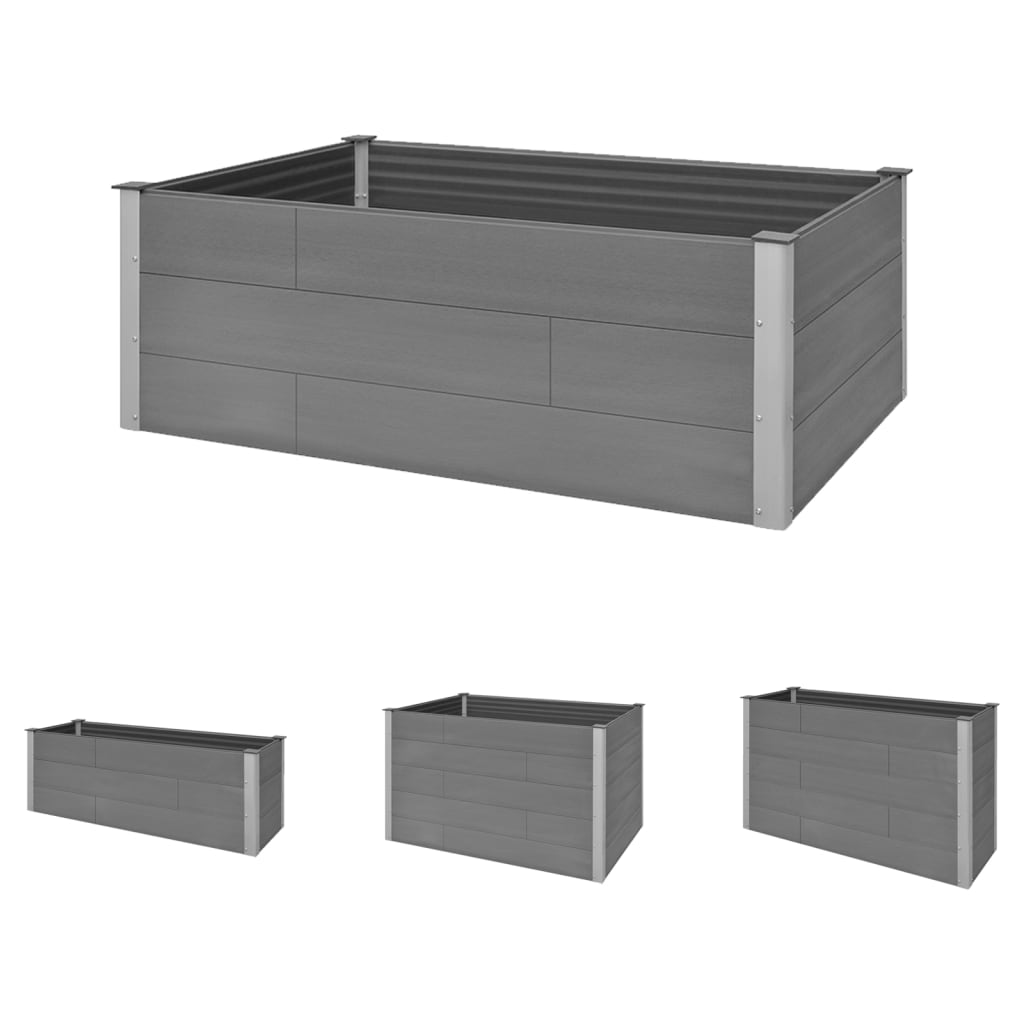 vidaXL Raised Garden Bed Raised Flower Bed Plant Box Outdoor Planter Gray WPC-11