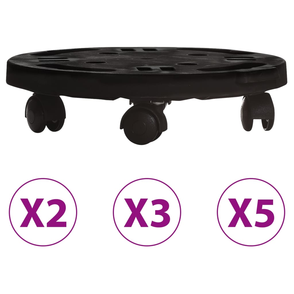 vidaXL Plant Caddy Outdoor Plant Stand with Wheels Diameter Black 374.8 lb-5