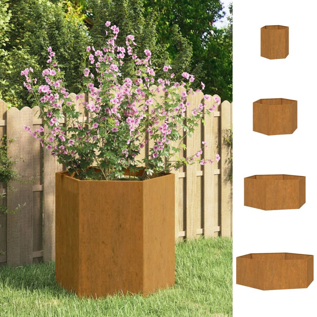 vidaXL Planter Stand Outdoor Garden Raised Bed Flower Box Rusty Corten Steel-6