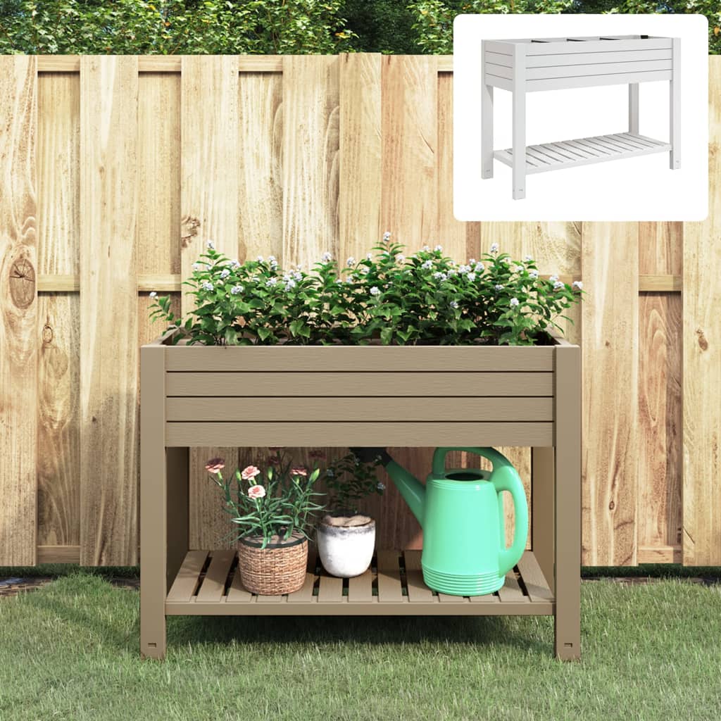 vidaXL Raised Garden Bed Outdoor Planter Box with Storage Shelf Polypropylene-4