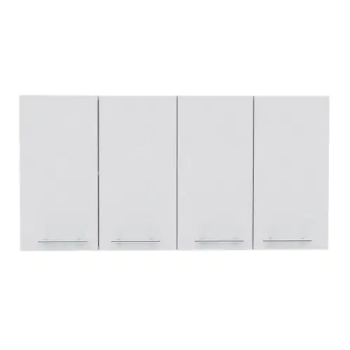 Wall Cabinet Four Doors, With Two Internal Shelves And Internal Plate And Glass Organizer, White