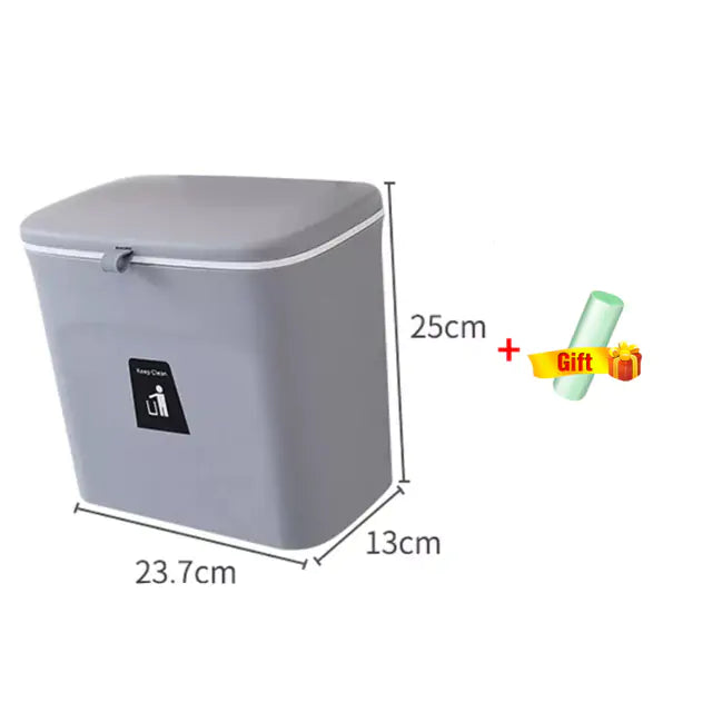 7/9L Hanging Trash Can With Lid