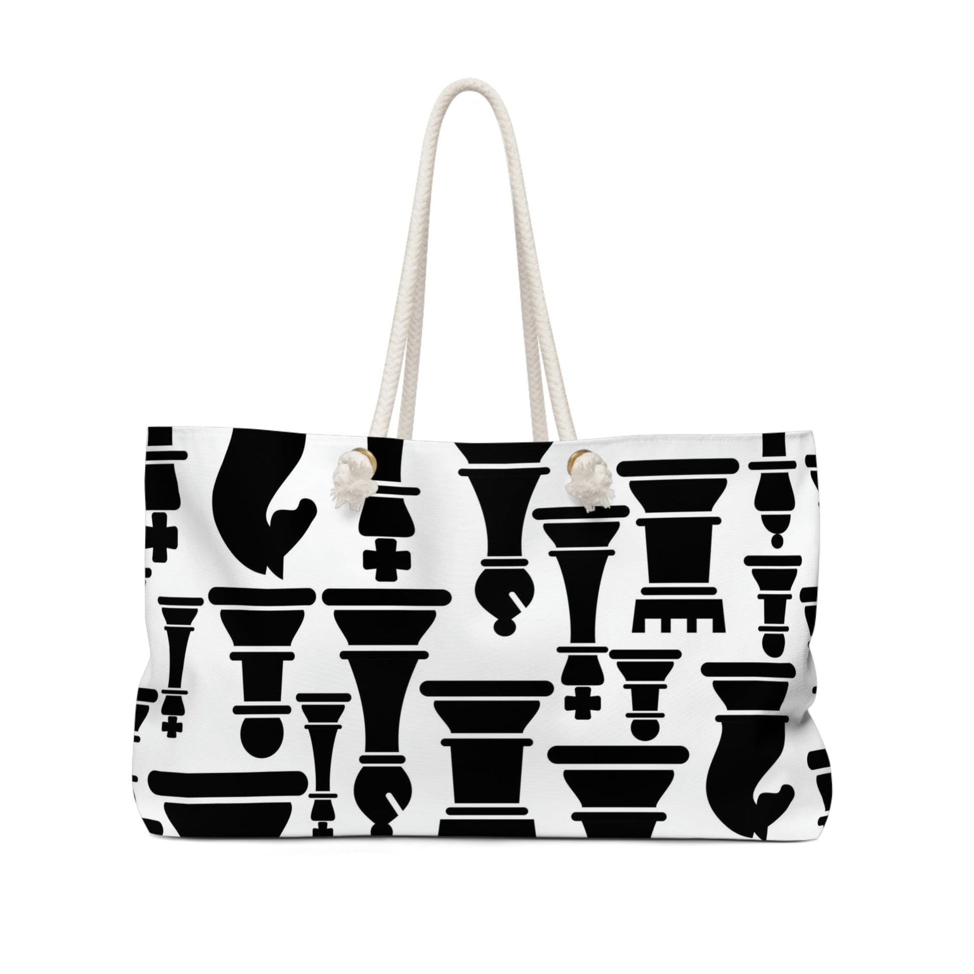 Weekender Tote Bag For Work/school/travel, Black And White Chess Print-1