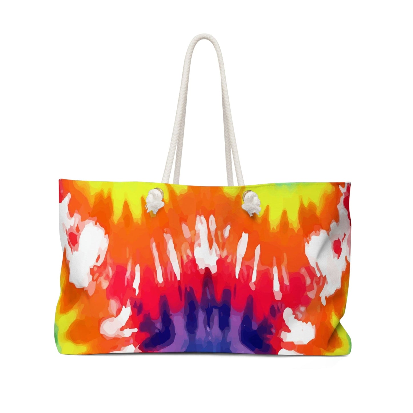 Weekender Tote Bag For Work/school/travel, Psychedelic Rainbow Tie Dye-1