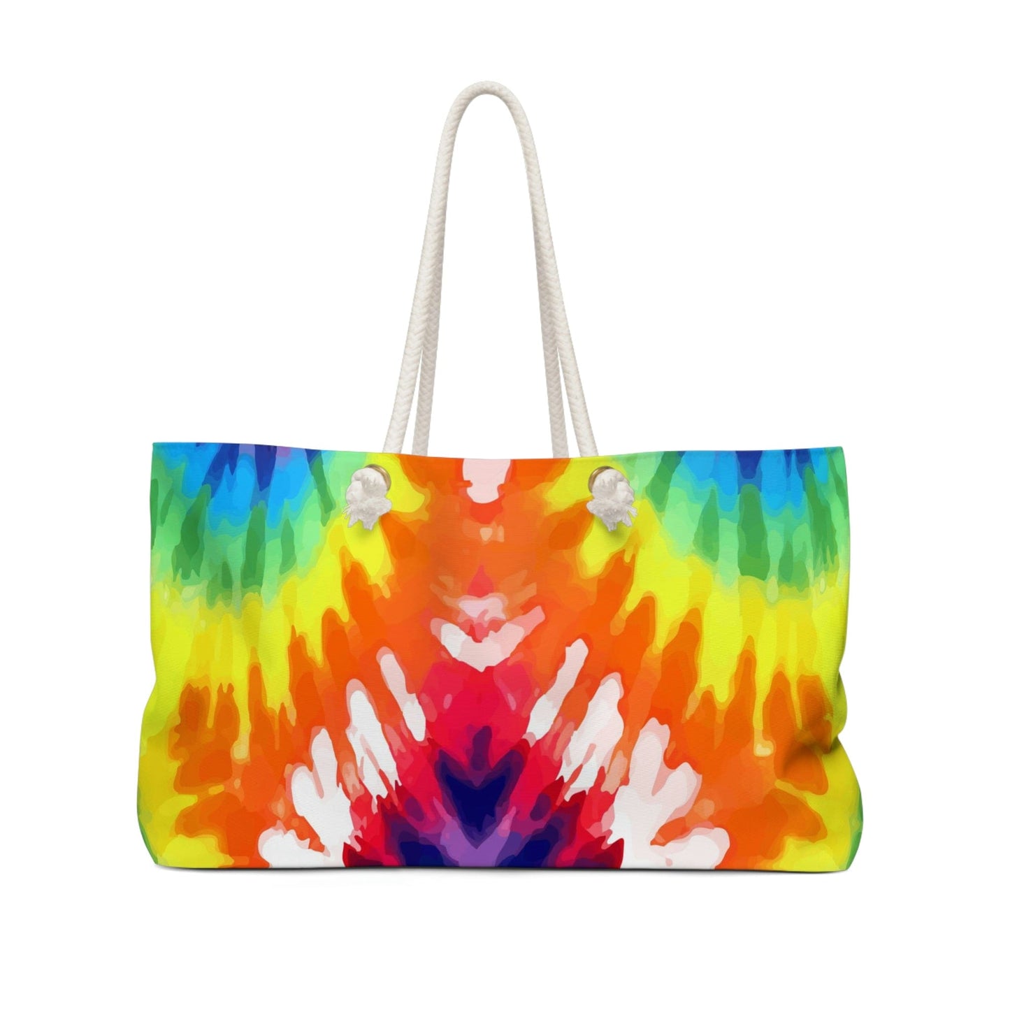 Weekender Tote Bag For Work/school/travel, Psychedelic Rainbow Tie Dye-0