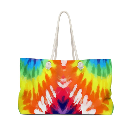 Weekender Tote Bag For Work/school/travel, Psychedelic Rainbow Tie Dye-0