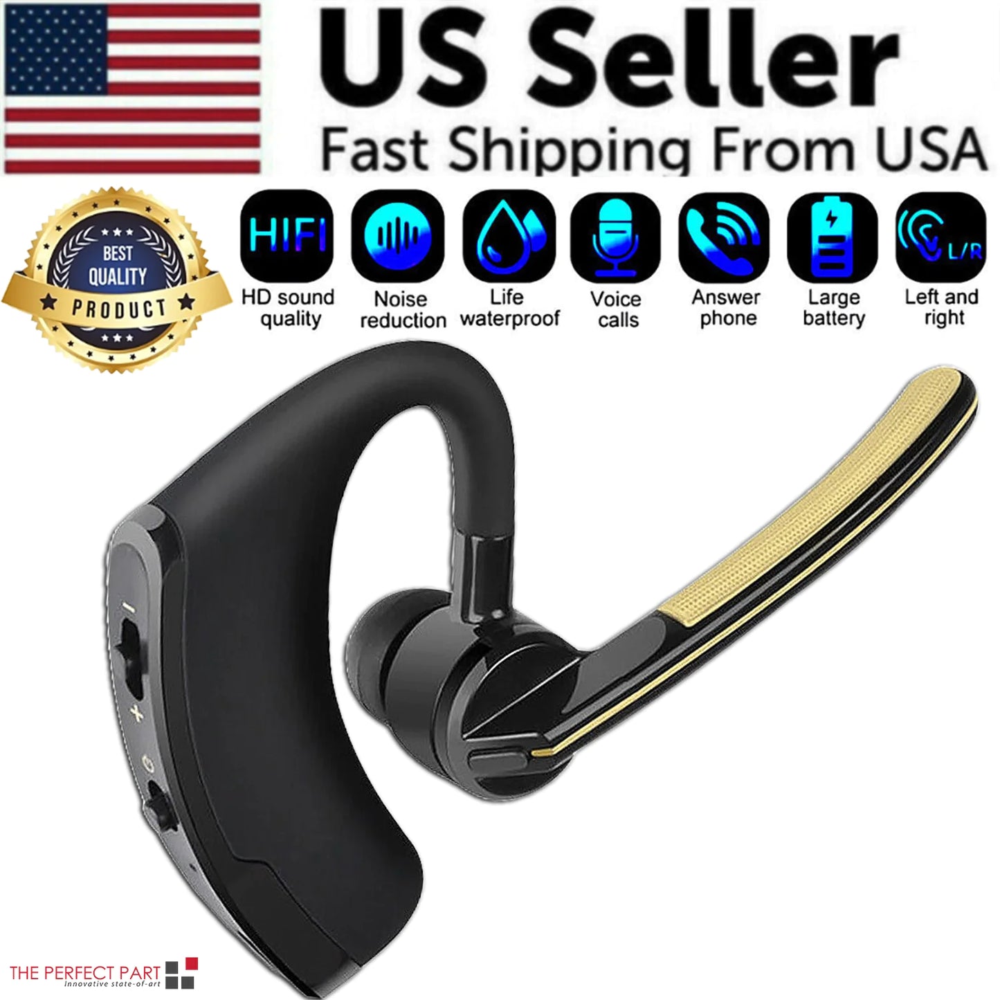 Bluetooth Earpiece Wireless Headset Noise Cancelling Headphones Driver Trucker