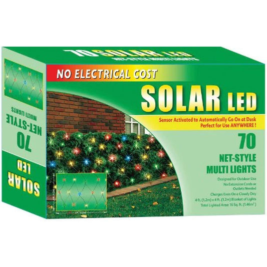 Good Tidings Holiday Solar Powered LED Net-Style Light Set, Multi-Colored