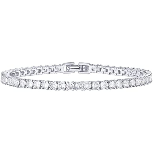 PAVOI 14K Gold Plated Cubic Zirconia Classic Tennis Bracelet | White Gold