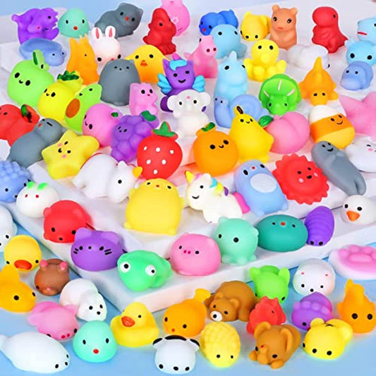 80PCS Mochi Squishy Toys Kids Party Favors Kawaii Mini Squishies Animals Fruit