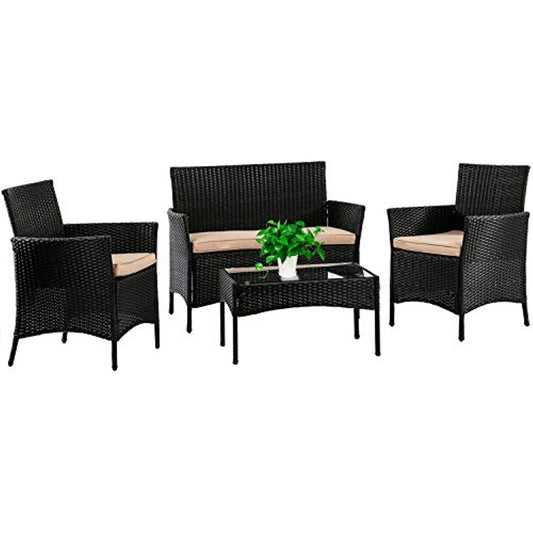 FDW Patio Furniture Set 4 Pieces Outdoor Rattan Chair Wicker Sofa Garden