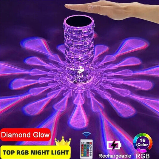 Crystal Table Lamp Rechargeable Diamond Night Light With Teardrop Shape Bedside