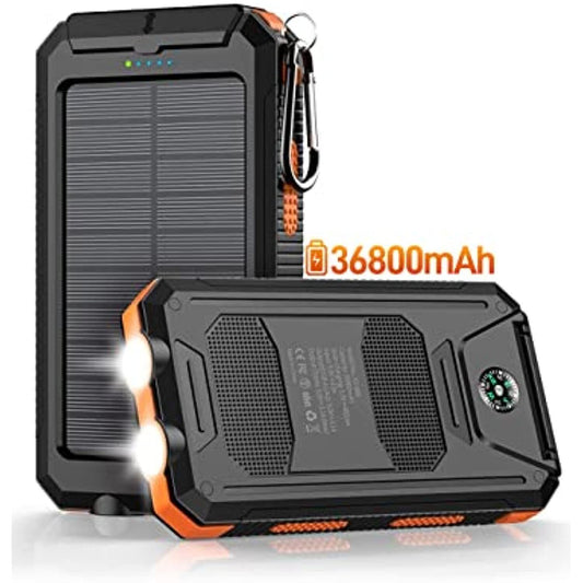 Power-Bank-Portable-Charger-Solar - 36800mAh Waterproof Portable External Backup