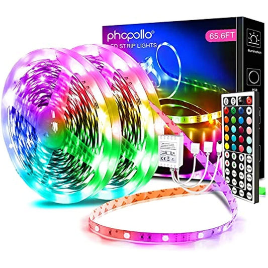 phopollo Led Lights 65.6ft Long Led Strip Lights for Bedroom Color Changing