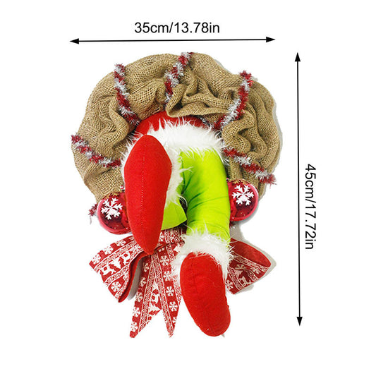 Size: M - Christmas Thief Stole Burlap Wreath Santa Legs Decoration, Festival Door Wall Family Gifts Reusable Bowknot Hoop