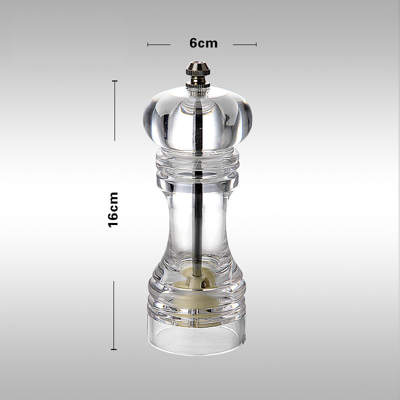 Color: 6inch Transparent - Creative kitchen appliances hand glass grinder with pepper mill