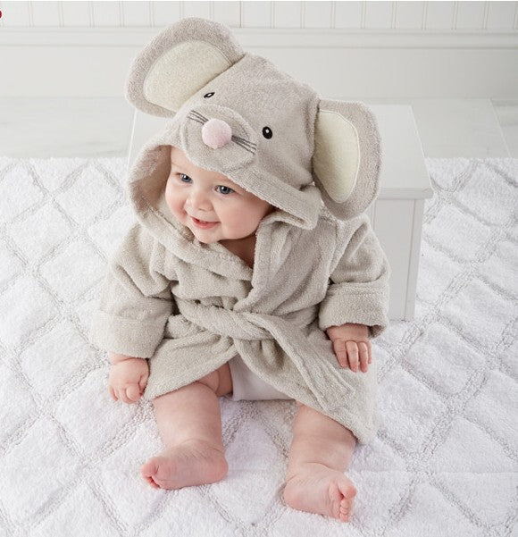 style: A, Size: M - Children's Hooded Absorbent Animal-shaped Bathrobe