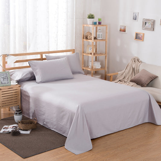 Color: Grey, Bedding Size: 250x230cm - Pure Color Polyester Cotton Extra Bed Sheets Hotel Home