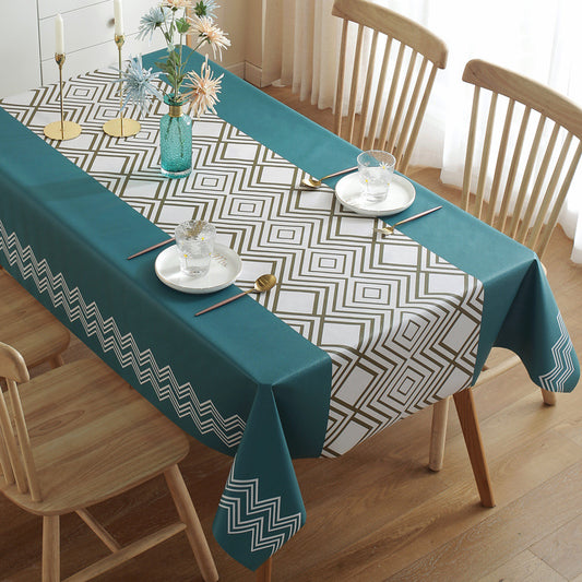 Color: Lingge, Bedding Size: 80x120cm - Tablecloth Waterproof, Anti-Scald, Oil-Proof, Disposable Pvc Coffee Table Pad Nordic Rectangular Plastic Dining Table