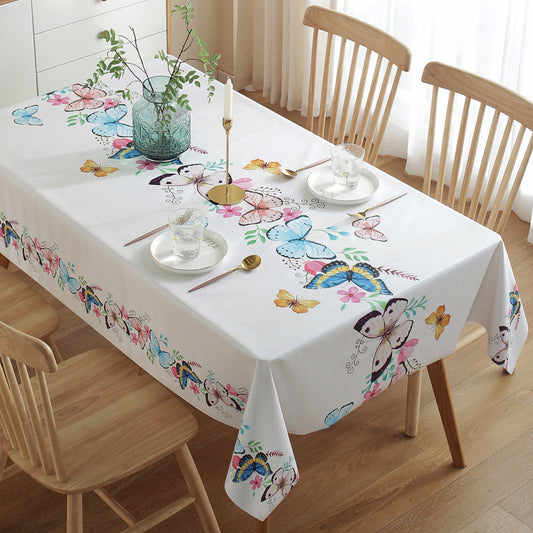 Color: Butterfly, Bedding Size: 80x120cm - Tablecloth Waterproof, Anti-Scald, Oil-Proof, Disposable Pvc Coffee Table Pad Nordic Rectangular Plastic Dining Table
