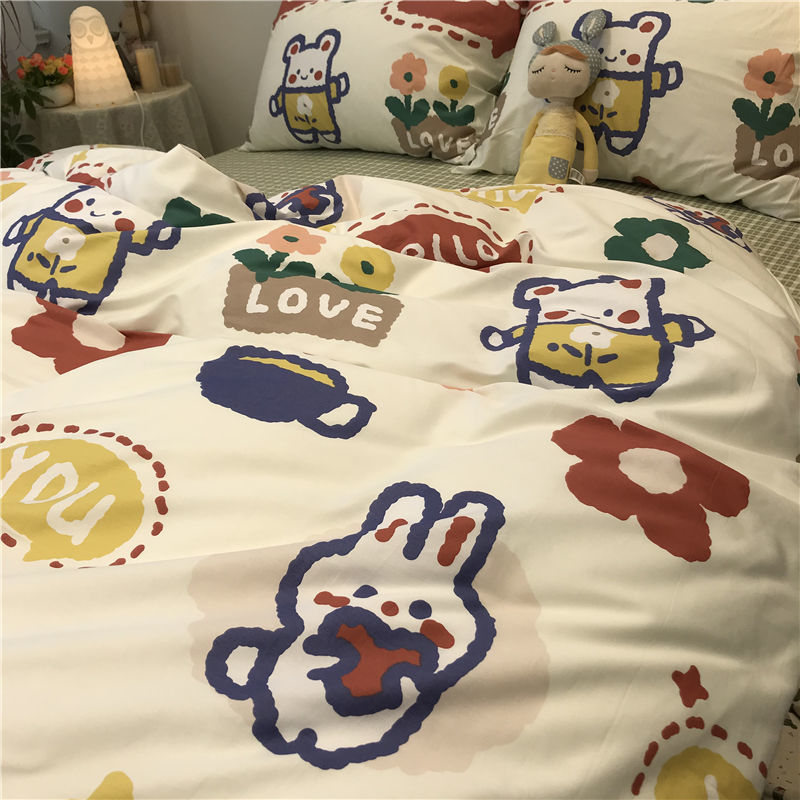 Three-Piece Set Of Single Bed Sheets In Student Dormitory - Color: Puppy Bear, Size: 2.0m fourpiece suit does not