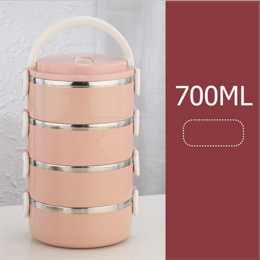 Color: Pink, style: 4layer - Cute Japanese Lunch Box For Kids School Portable Food Container Stainless Steel