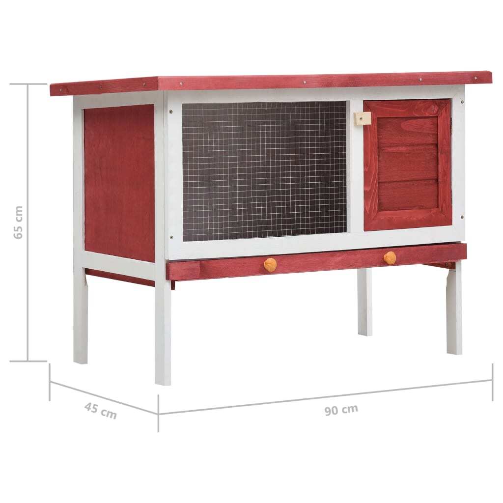 vidaXL Outdoor Rabbit Hutch 1 Layer Red Wood