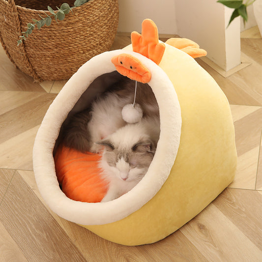 Color: Yellow, style: Blanket-S, Size:  - Cat litter four seasons universal cat house villa home