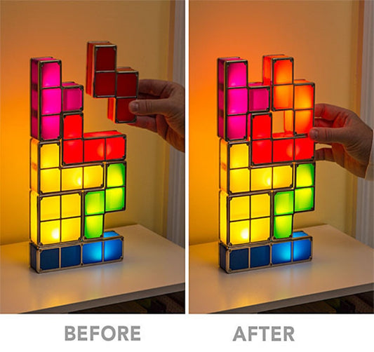Novelty Lighting DIY Tetris Puzzle 3D LED Night Light Toy Brick Stackable Lamp Constructible Block Desk Lamp Children Kids Gift