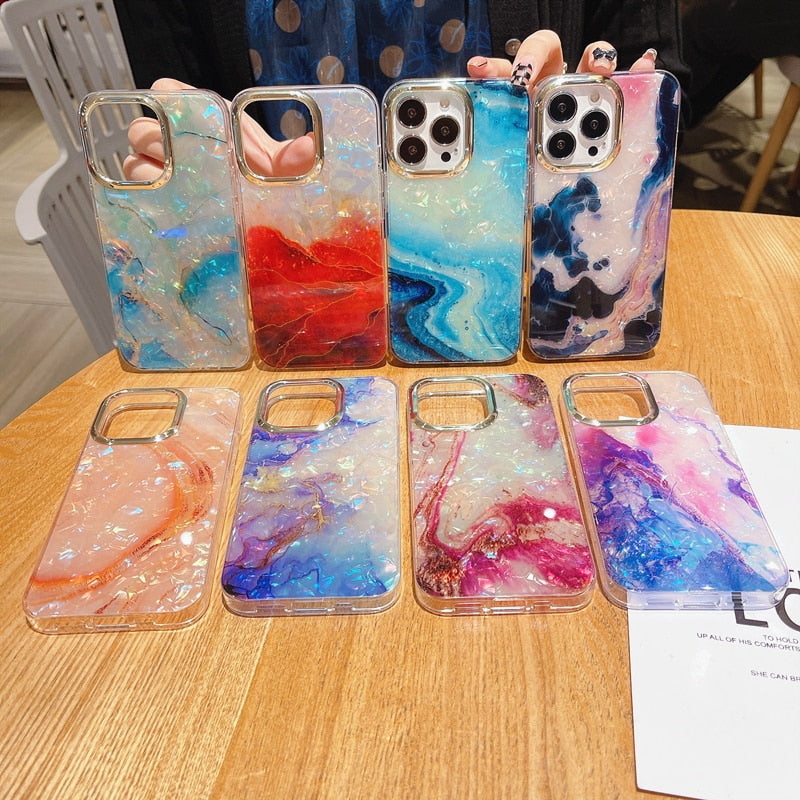 Marble Shell Pattern Phone Case For iPhones