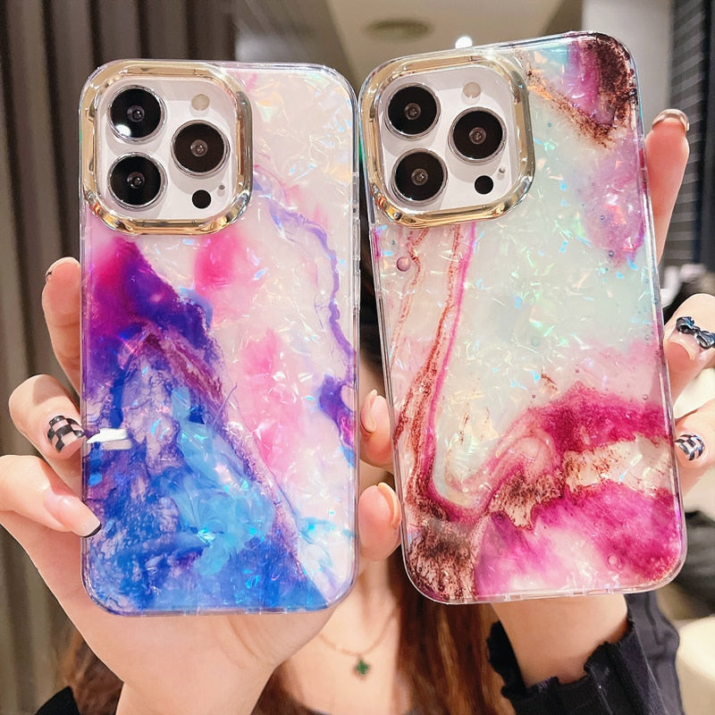 Marble Shell Pattern Phone Case For iPhones