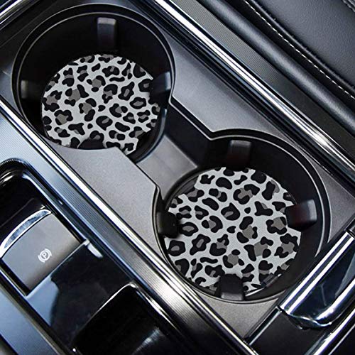 Car Coasters for Car Cup, Cute Car Coasters for Women & Men Cup Holder Coasters for Your Car with Fingertip Grip, Auto Accessories for Women & Men,Pack of 2 (Snow Leopard) - American Smart