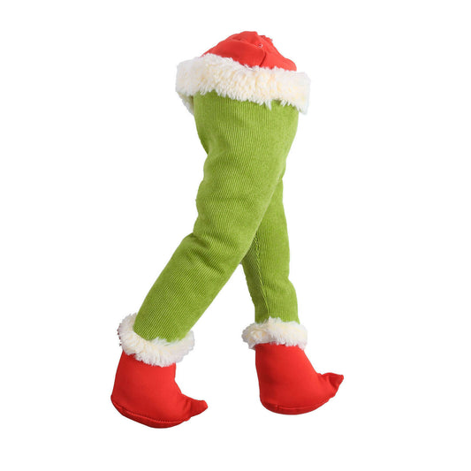 Size: Feet - Christmas Thief Stole Burlap Wreath Santa Legs Decoration, Festival Door Wall Family Gifts Reusable Bowknot Hoop