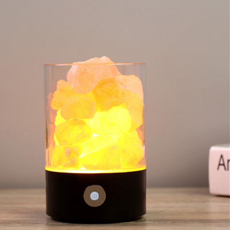 Color: Black - USB Crystal Light Himalayan Salt LED Lamp