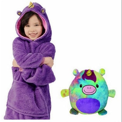 Kids Pets Blanket Hoodie Soft Plush